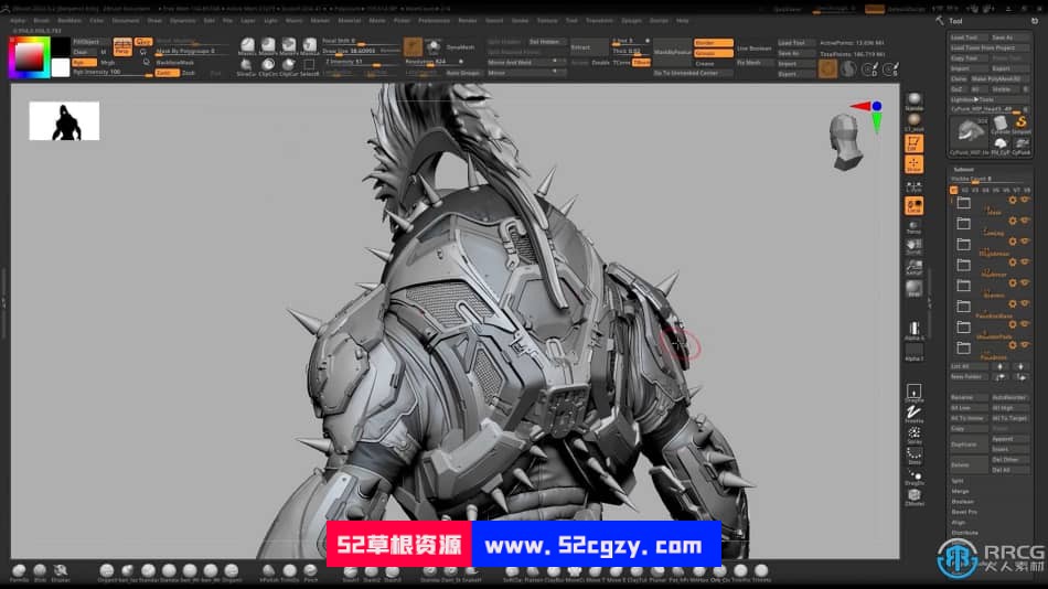 Zbrush游戏电影高级外星角色雕刻制作流程视频教程 3D 第16张