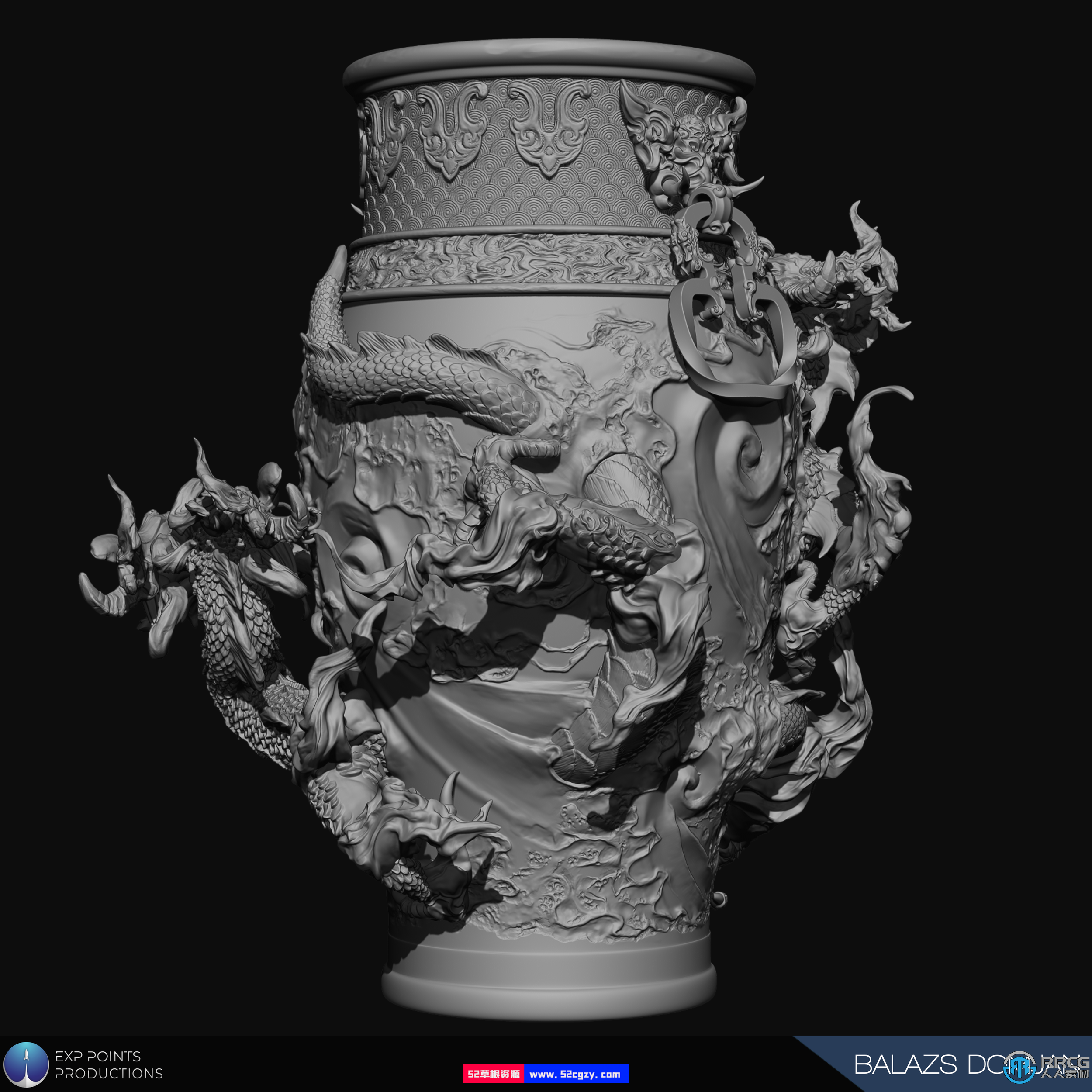 Zbrush龙形花纹造型古董花瓶完整雕刻训练视频教程 ZBrush 第2张