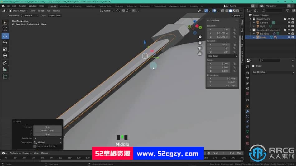 Blender游戏幻想刀剑武器低多边形模型完整制作视频教程 3D 第4张
