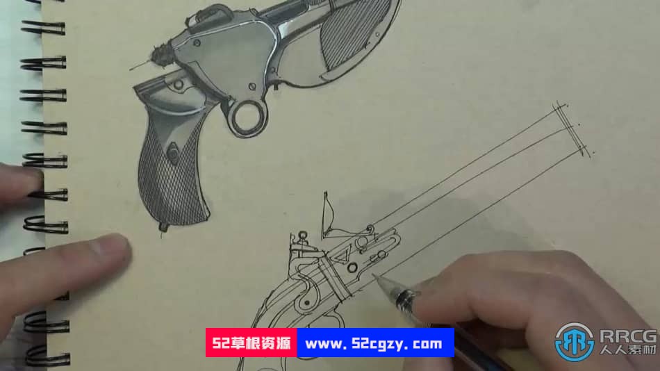 古董手枪标记绘画实例训练视频教程 CG 第6张