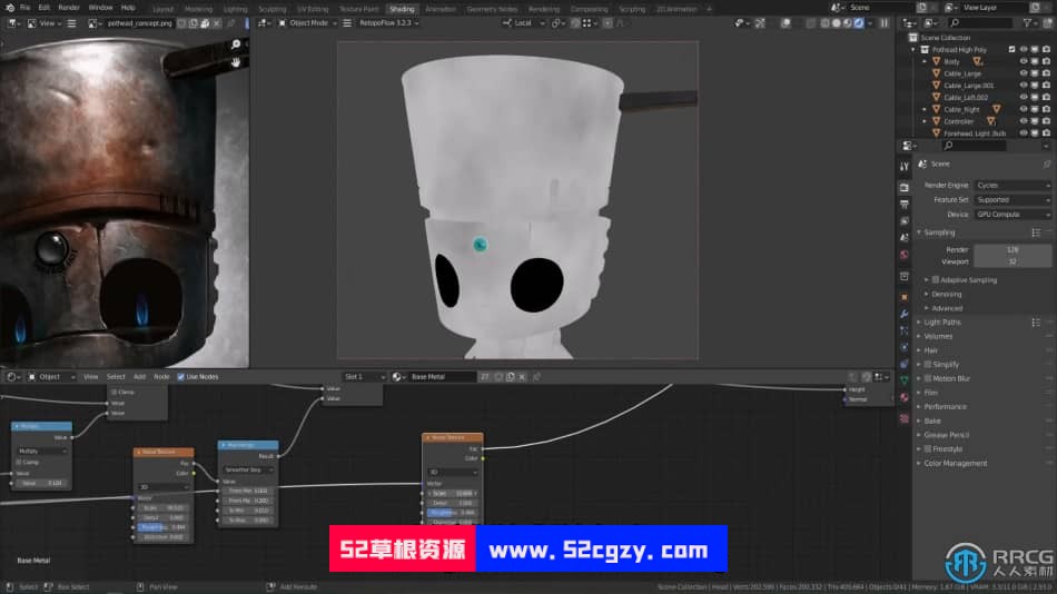【中文字幕】Blender可爱锅盖头机器人硬表面制作流程视频教程 Blender 第11张
