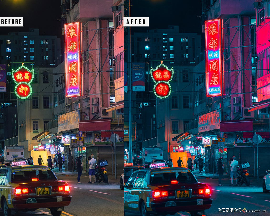 【Lightrom预设】港风夜景Photoshop动作和Hongkong Action & Lightrom Presets LR预设 第4张