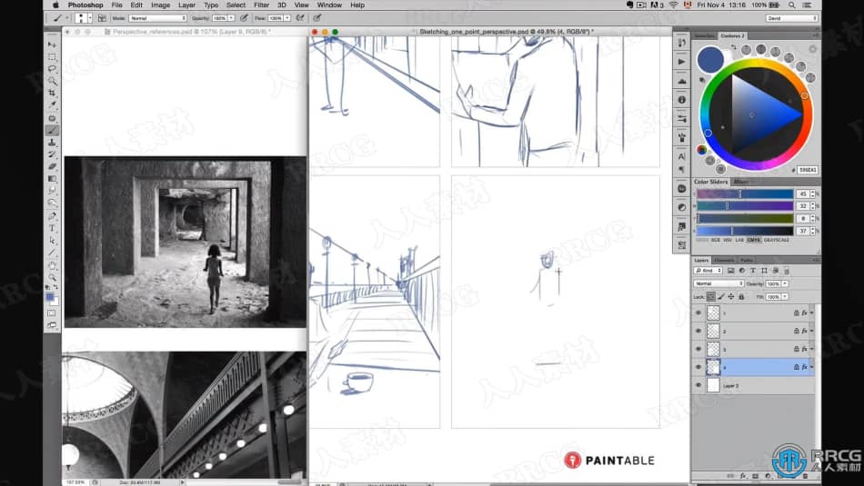 [Photoshop] 透视路径绘制角色建筑比例结构草图技巧视频教程 PS教程 第11张