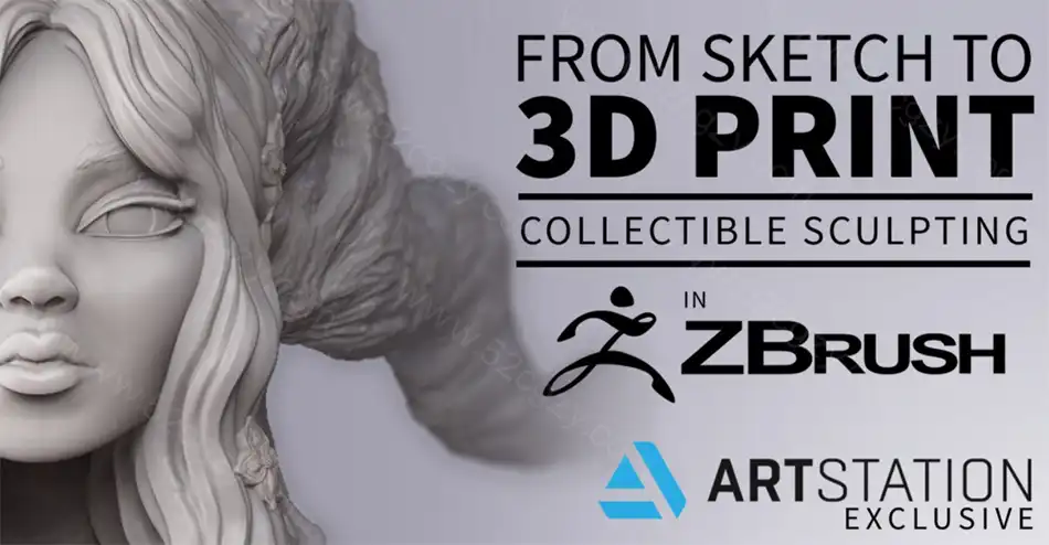 【中英字幕】Zbrush从概念草图到3D打印雕塑工作流程视频教程 3D 第2张