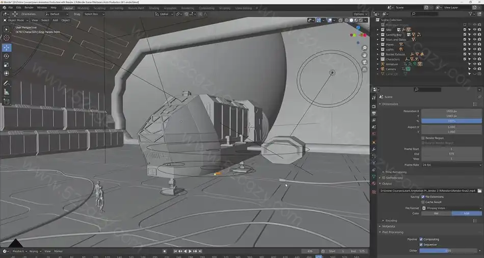 Blender 2.9-太空飞船登陆动画制作完整工作流程视频教程 3D 第2张