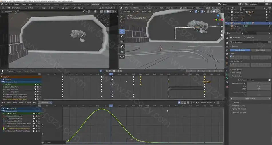 Blender 2.9-太空飞船登陆动画制作完整工作流程视频教程 3D 第4张