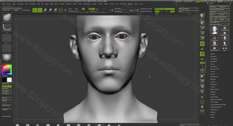【中英字幕】Zbrush教程-超精细角色面部雕刻大师级视频 3D 第7张