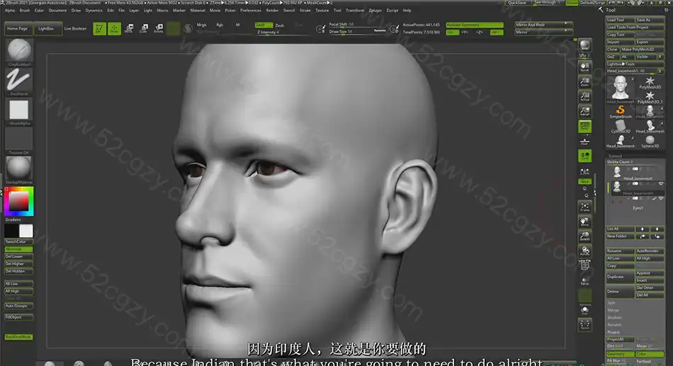 【中英字幕】Zbrush教程-超精细角色面部雕刻大师级视频 3D 第8张