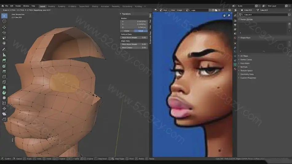 【中英字幕】Blender教程-初学者新手小白入门女性卡通角色建模教程 3D 第3张