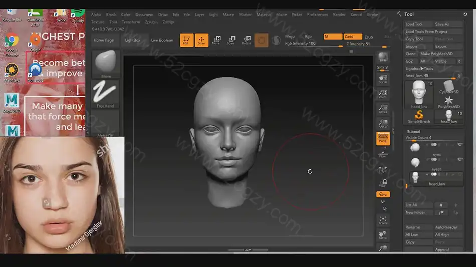 【中英字幕】ZBrush教程女性游戏角色建模材质渲染视频教程 3D 第3张