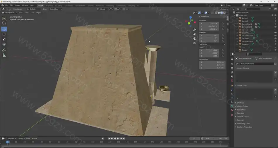 【中英字幕】Blender 3D失落的神庙完整实例制作工作流视频教程 3D 第4张