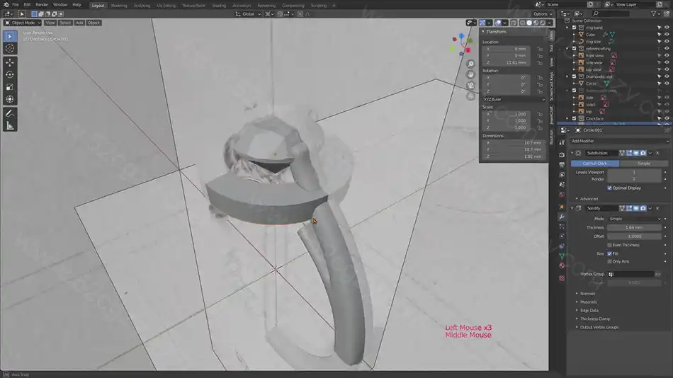 【中英字幕】Blender中创建3D奢华珠宝模型视频教程 3D 第7张