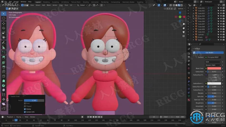 Blender《怪诞小镇》动画女孩梅宝建模制作视频教程 3D 第7张