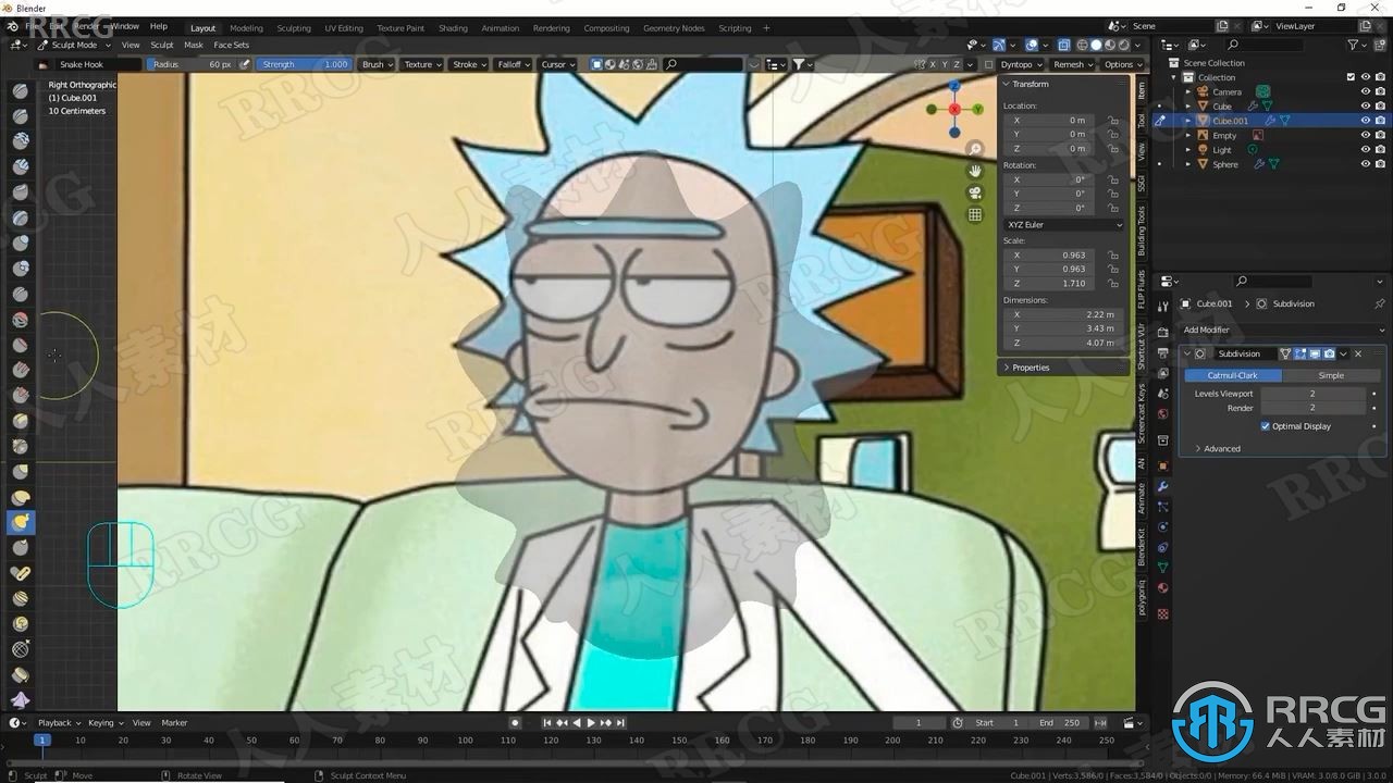 Blender《瑞克和莫蒂》动画角色建模制作视频教程 3D 第1张