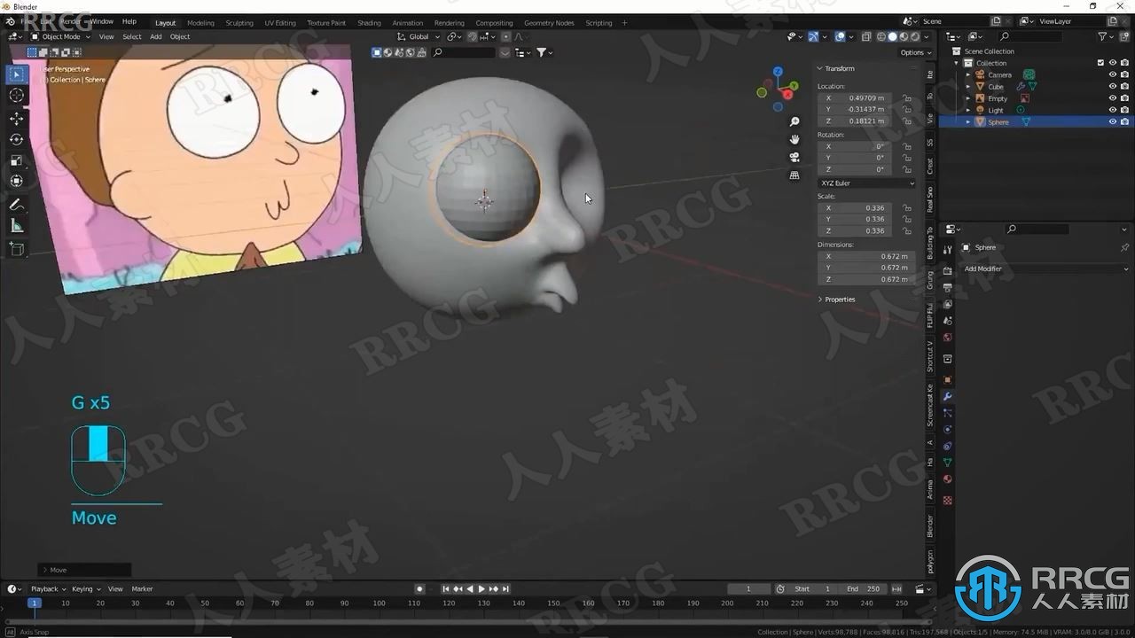 Blender《瑞克和莫蒂》动画角色建模制作视频教程 3D 第5张