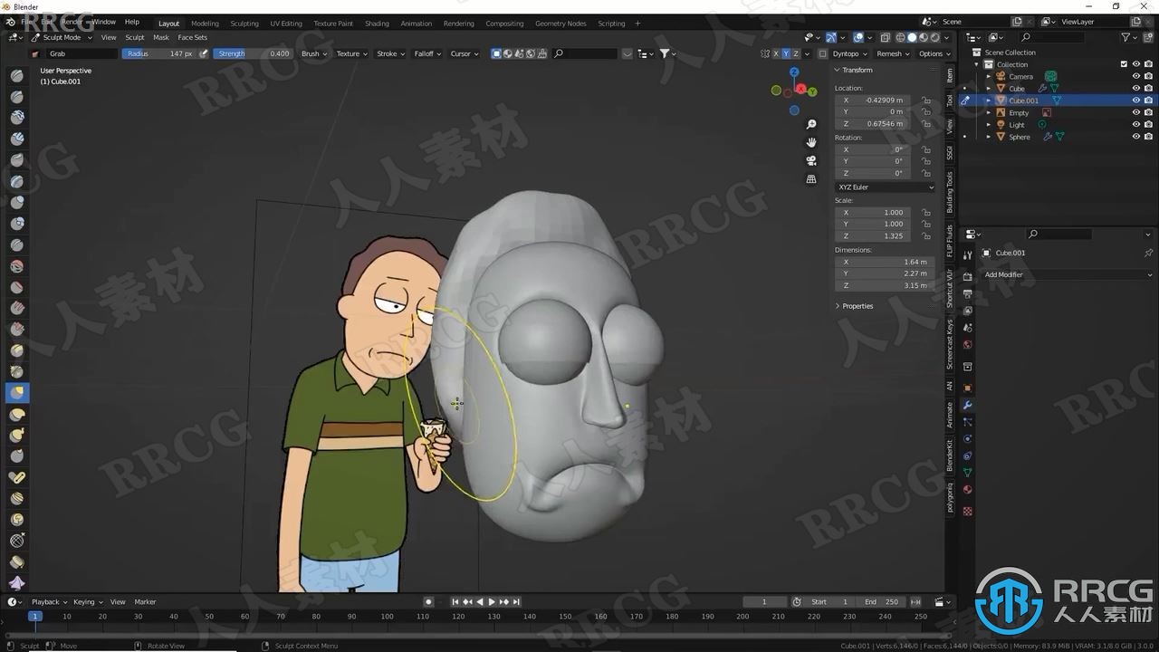 Blender《瑞克和莫蒂》动画角色建模制作视频教程 3D 第6张