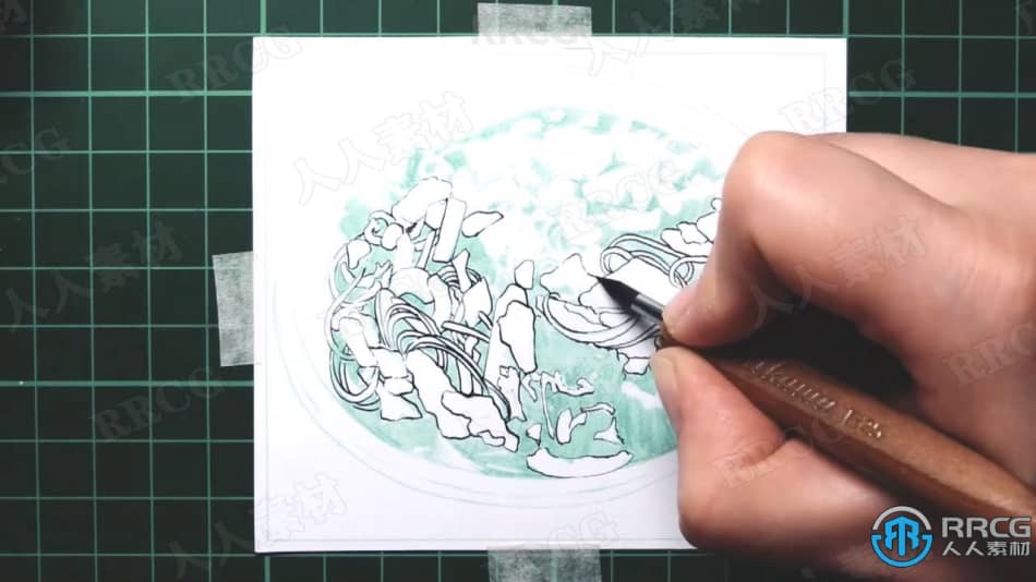 高级水墨上色过程漫画绘制传统绘画视频教程 CG 第5张