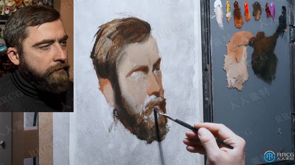 Arthur Gain画师男性肖像油画绘画实例训练视频教程 CG 第3张