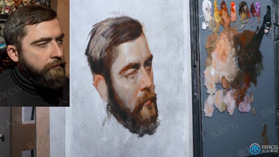 Arthur Gain画师男性肖像油画绘画实例训练视频教程 CG 第4张