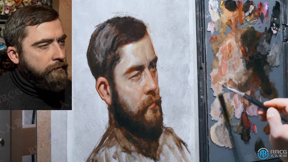 Arthur Gain画师男性肖像油画绘画实例训练视频教程 CG 第5张
