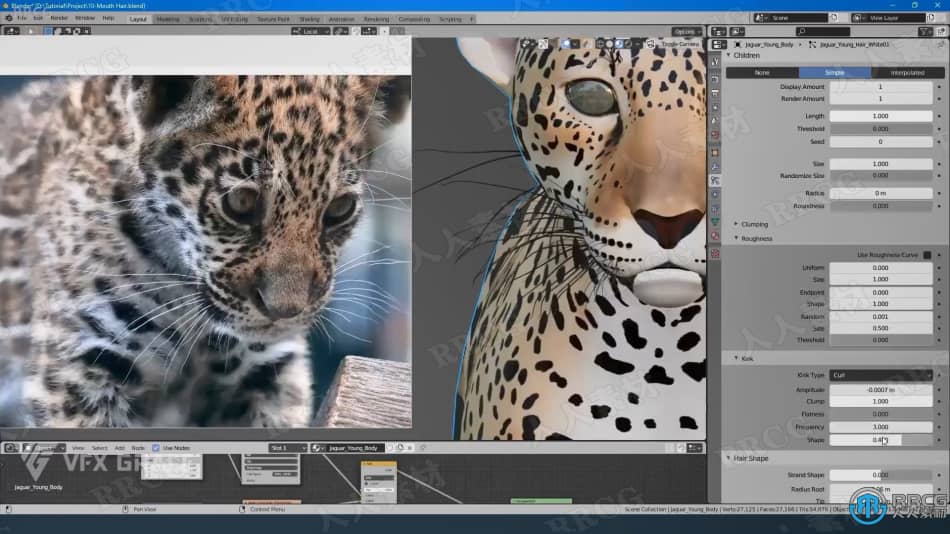 Blender美洲豹动物毛发实例制作视频教程 3D 第12张