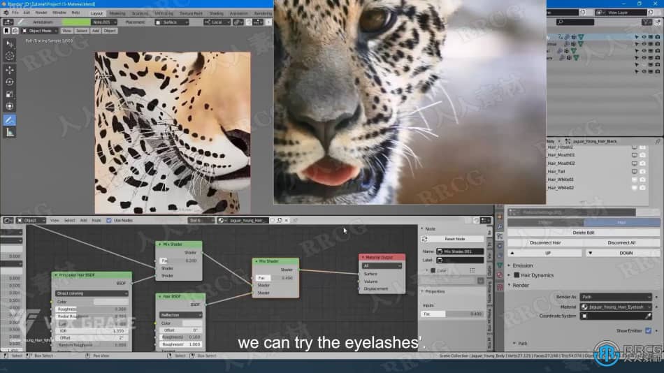 Blender美洲豹动物毛发实例制作视频教程 3D 第3张