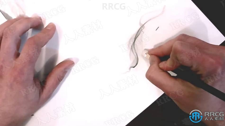 烟雾石墨风格铅笔写实肖像传统绘画工作流程视频教程 CG 第4张