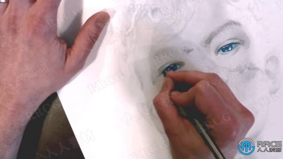 烟雾石墨风格铅笔写实肖像传统绘画工作流程视频教程 CG 第6张
