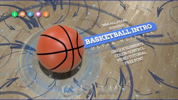 [影视片头] 篮球NBA推广宣传片头动画AE模板 AE模板/插件 第1张