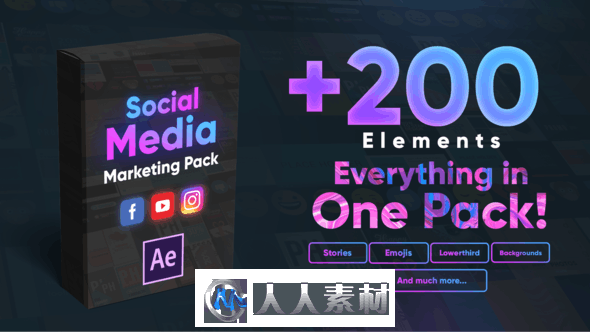 [创意设计] 200组社交媒体营销包装动画AE模板 AI模板/插件 第1张